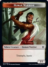 Human Warrior // Food (18) Double-Sided Token [Throne of Eldraine Tokens]