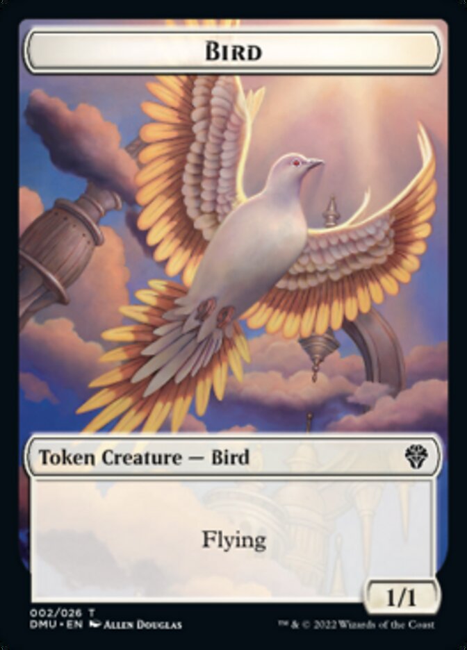 Bird (002) // Wurm Double-Sided Token [Dominaria United Tokens]