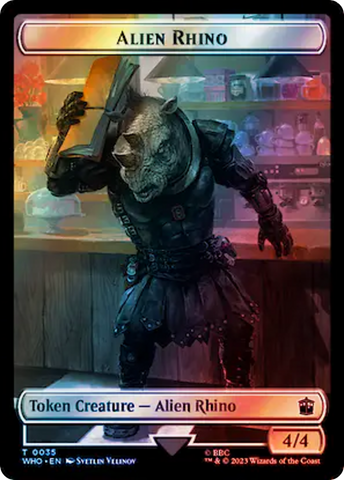 Alien Rhino // Treasure (0060) Double-Sided Token (Surge Foil) [Doctor Who Tokens]