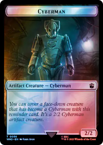 Warrior // Cyberman Double-Sided Token (Surge Foil) [Doctor Who Tokens]