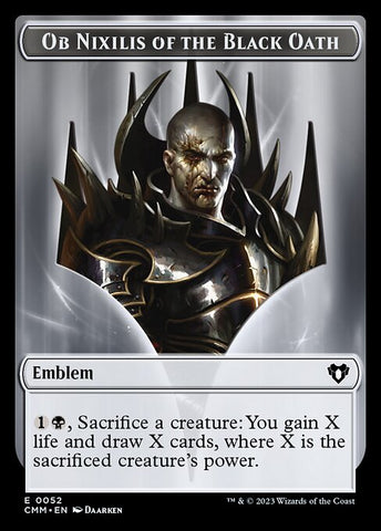 Treasure // Emblem - Ob Nixilis of the Black Oath Double-Sided Token [Commander Masters Tokens]