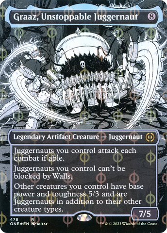 Graaz, Unstoppable Juggernaut (Borderless Manga Step-and-Compleat Foil) [Phyrexia: All Will Be One]