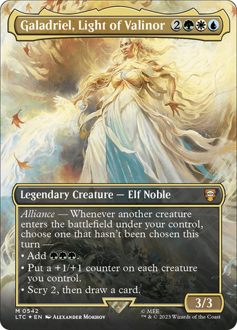Galadriel, Light of Valinor (Borderless) (Surge Foil) [The Lord of the Rings: Tales of Middle-Earth Commander]